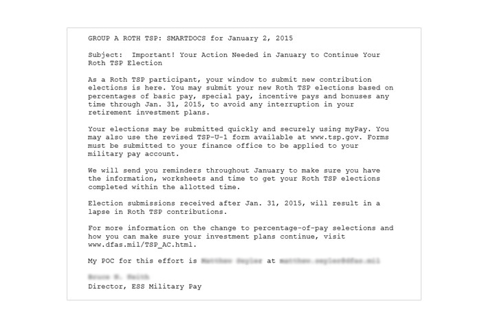 Standard email sent to participants